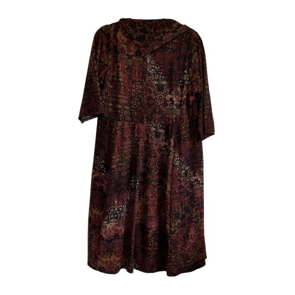 Robbie Bee Signature Womens 1X Multicolor Cowl Neck Dress Retro Artsy Lined - Picture 7 of 8